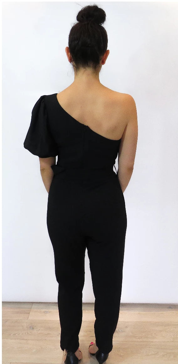 Kim - Black one shoulder jumpsuit