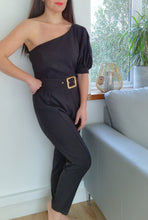 Load image into Gallery viewer, Kim - Black one shoulder jumpsuit