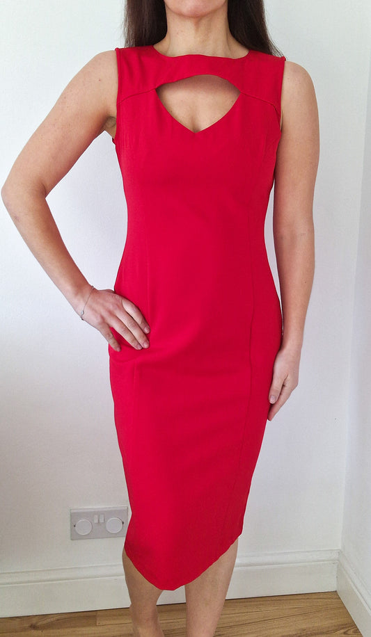 Isabella red knee length dress