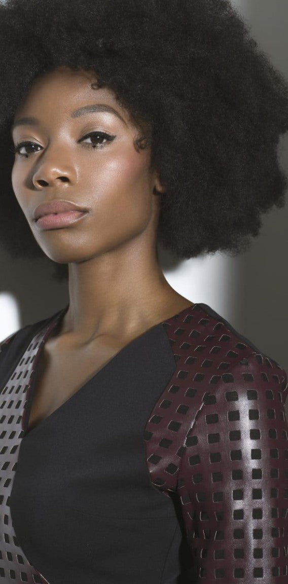 Naomi - Black, brown stripe dress